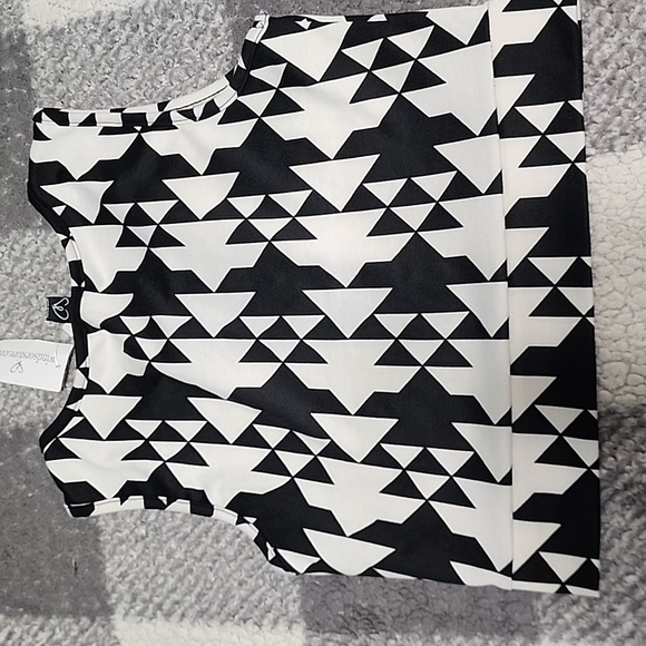 Windsor black and white cropped tank with black sheer down the center - Picture 4 of 4